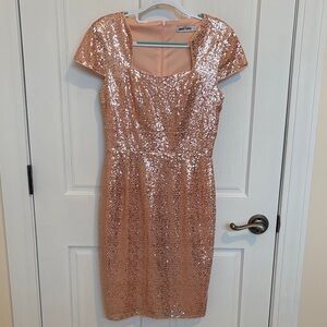 Grace Karin Glittering Rose Gold Sequin Mini Dress